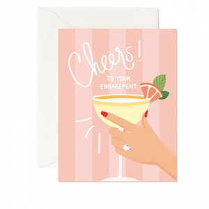 Cheers to your Engagement Card,bridal shower card,card for engagement party,bride to be card,newly engaged,card for bride,pink engagement