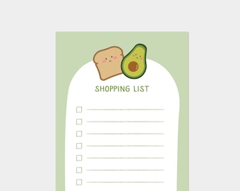 shopping list pad,avocado notepad,grocery list notepad magnetic,avocado gift,fruit notepads,veggie notebook,grocery list pad,list pad,kawaii