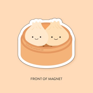 imán de bola de masa, imanes nevera lindo, imán dim sum, baozi, bola de masa bao, imán kawaii, imán asiático, imán de comida asiática, imanes de nevera para niños