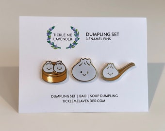 soup dumpling,enamel pin set cute,pin set of 5,bao pin,bao bun,dumpling pin,dim sum pin,kawaii enamel pin,hard enamel pin,asian food pin set