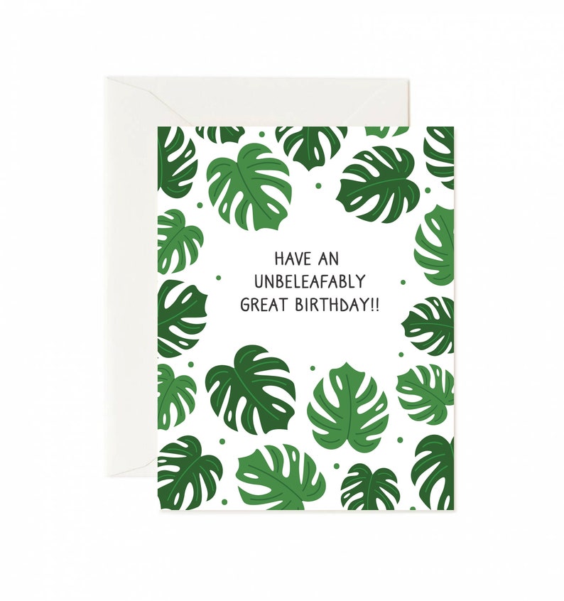 monstera card,plant birthday card,plant lover card,funny birthday card,birthday card set,plant greeting card,leaf cards,plant obsessed,bday image 1