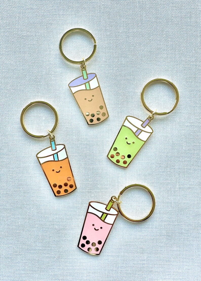 Strawberry Boba,pink Boba,boba Keychain Strawberry,milk Tea Keychain ...