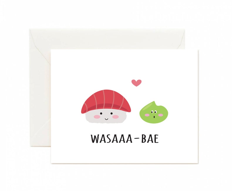 Sushi Card, Cute Love Card for Boyfriend, Anniversary Card for wife Love Greeting Cards, Kawaii card, Just Because, Romantic i love you card image 1