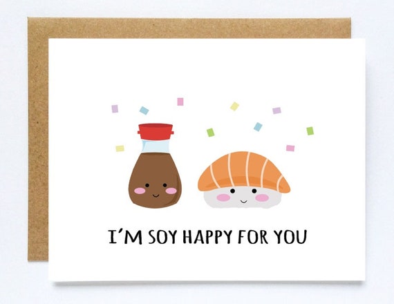 Funny Wedding Card Funny Sushi Cards Celebratory Cards Cute Etsy