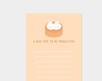 cute notepad,kawaii notepad,dim sum gift,memo pad cute,bao dumpling,baozi,xiao long bao,cute dumpling,notepads funny,to do list notepad cute