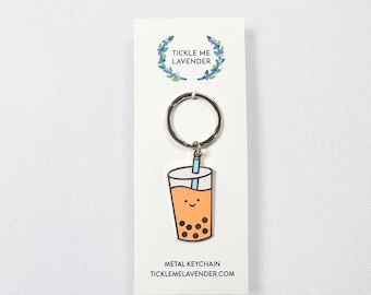 thai tea,orange keychain,boba keychain,boba key chain,milk tea keychain,drink keychain,cute keychains for keys,thai gifts,tea keychain,keys