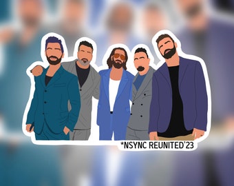 NSYNC Reunited fan art sticker, 90s boyband fan art sticker, JC Chasez, Lance Bass, Joey Fatone, Chris Kirkpatrick, VMAs Reunited 2023 decal