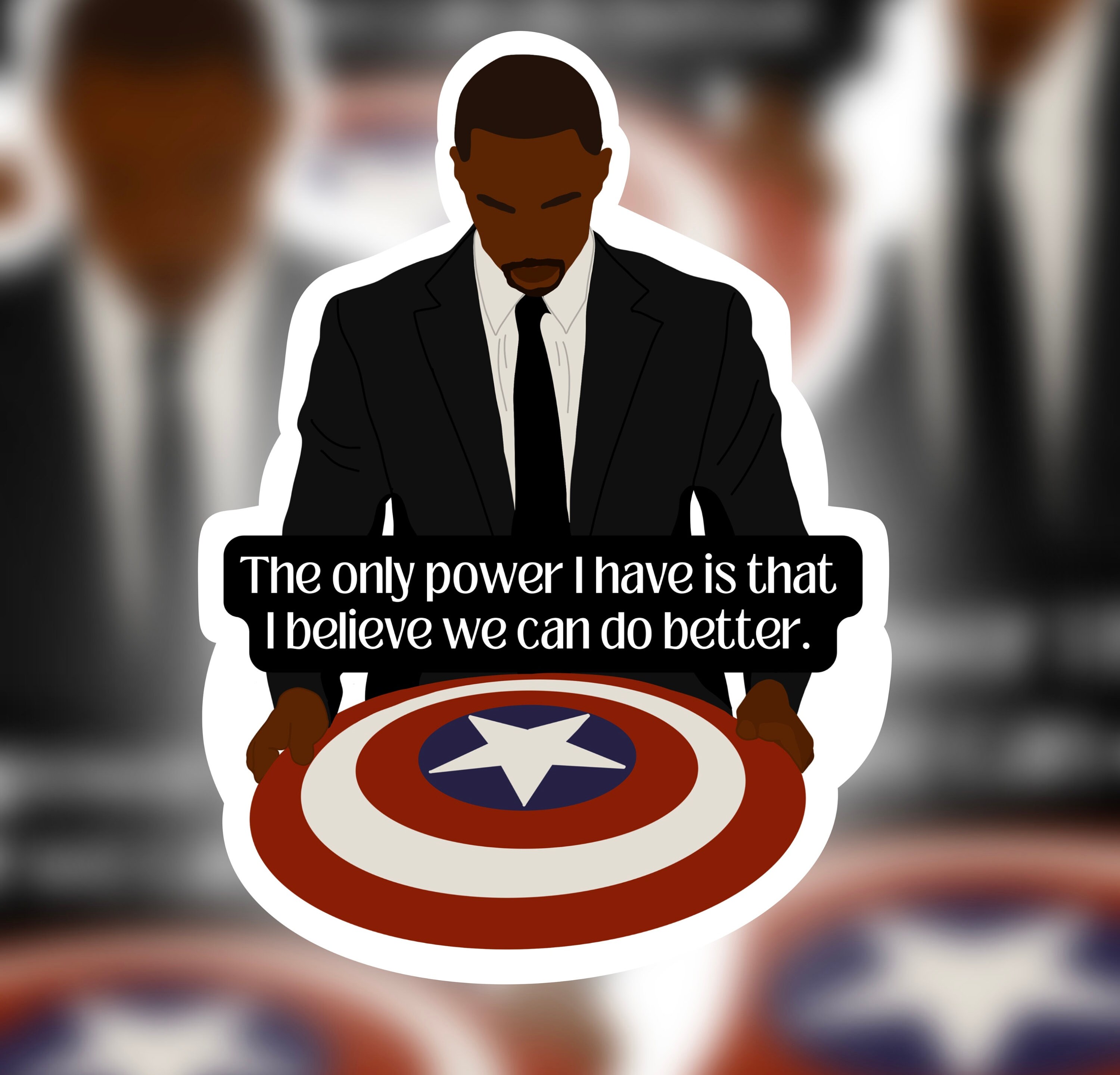 Sam Wilson Cap shield sticker, FAWS fan sticker, Sam Wilson new cap waterproof sticker, marvel falcon sticker, MCU fan art sticker/ decal