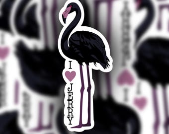 Black flamingo waterproof sticker, Jerry flamingo decal, bumper sticker, metal music sticker, worship, kindle sticker, ST fan art, obtain