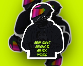 Biker Boy Book Tok Sticker: Waterproof Laptop Decal and refrigerator magnet