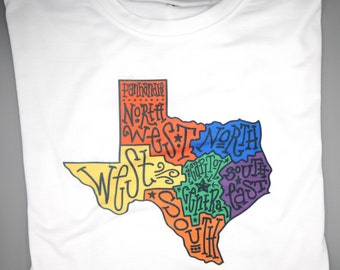 Texas Regions Shirt, Texas Tee, West, Panhandle, South, North West, North, South East Tee Texan