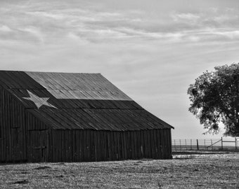Texas Flag Barn - B&W 8x10 photo