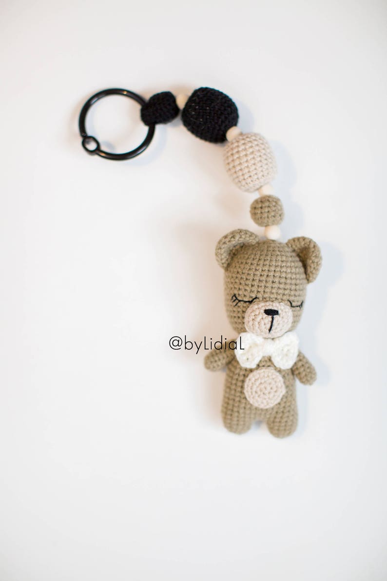 Crochet Bear Toy Stroller Pacifier Holder Clip Set Amigurumi Etsy - crochet noob roblox minecraft keychain backpack toy etsy