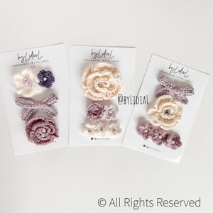 Handgefertigte Häkelblume Haarspange Accessoires Bogen Nylon Stirnband 3er Set Neugeborene Foto Requisite Kleinkind Säugling Baby Geschenk Neugeborenen Geschenk