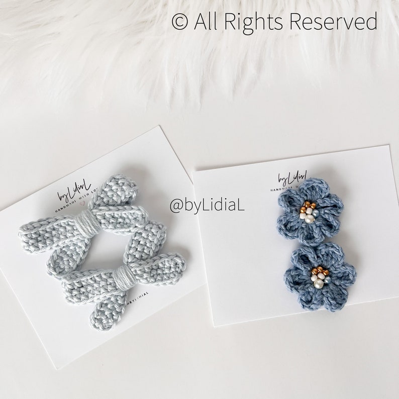 Handmade Crochet Nylon Flower Bow Headband Clip Hair Etsy
