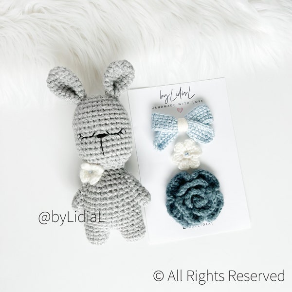 Handmade Crochet Newborn Bunny with Carrots Gift Set (3pc) – Baby Shower Gift main image 0