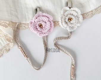 Attache-tétine en forme de fleur au Crochet fait à la main, idée cadeau de baby shower