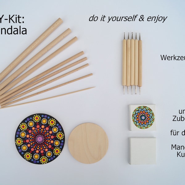 DIY-Kit: MANDALA - Starter Set - Werkzeug und Zubehör für Punktmalerei - Punktierungswerkzeug - Dotting Tool - Dotartwork - Mandalaart