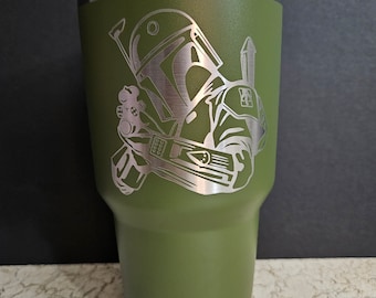 Gobelet en acier inoxydable Boba Fett Star Wars 30 oz avec couvercle, gobelet de voyage à double paroi avec isolation sous vide, revêtement par poudre, gravure au laser