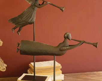 Vintage Rustic Metal Folk Art Angels Set - Etsy