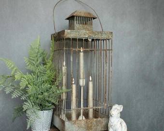 Vintage 23.5" Aged Square Lantern