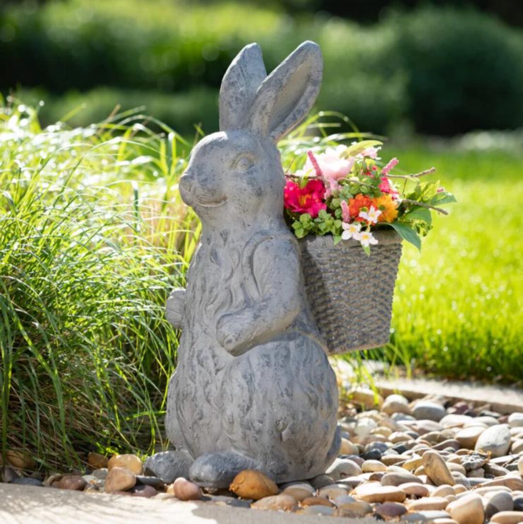 Walnut Ridge Rabbit Basket Antique Standing Rabbit With Basket Planter - Etsy