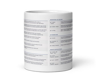 Git Cheat Sheet, Developer, Programming, Gitlab, Github, Program Cheat sheet, Programmer Mug, Software Engineer, Coding Mug, Git Coffee Mug