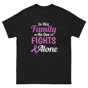 In This Amazing Family Nobody Fights Alone T Shirt, Cancer Ribbon, Breast Cancer T Shirt