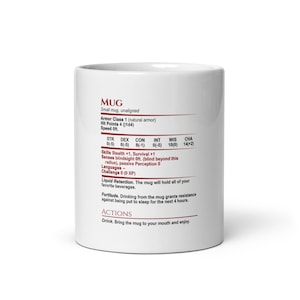 DnD Mug Stat Card Donjons et Dragons Mug RPG Cadeau DM Mug Donjon Maître Cadeau Jeu de rôle
