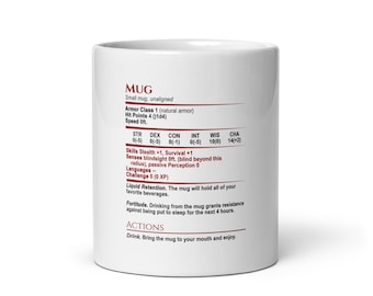 DnD Mug Stat Card Dungeons and Dragons Mug RPG Gift DM Mug Dungeon Master Gift Role Playing