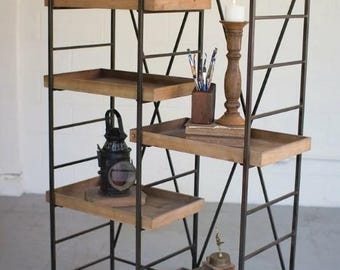 Vintage Adjustable Shelves Iron Shelving Unit