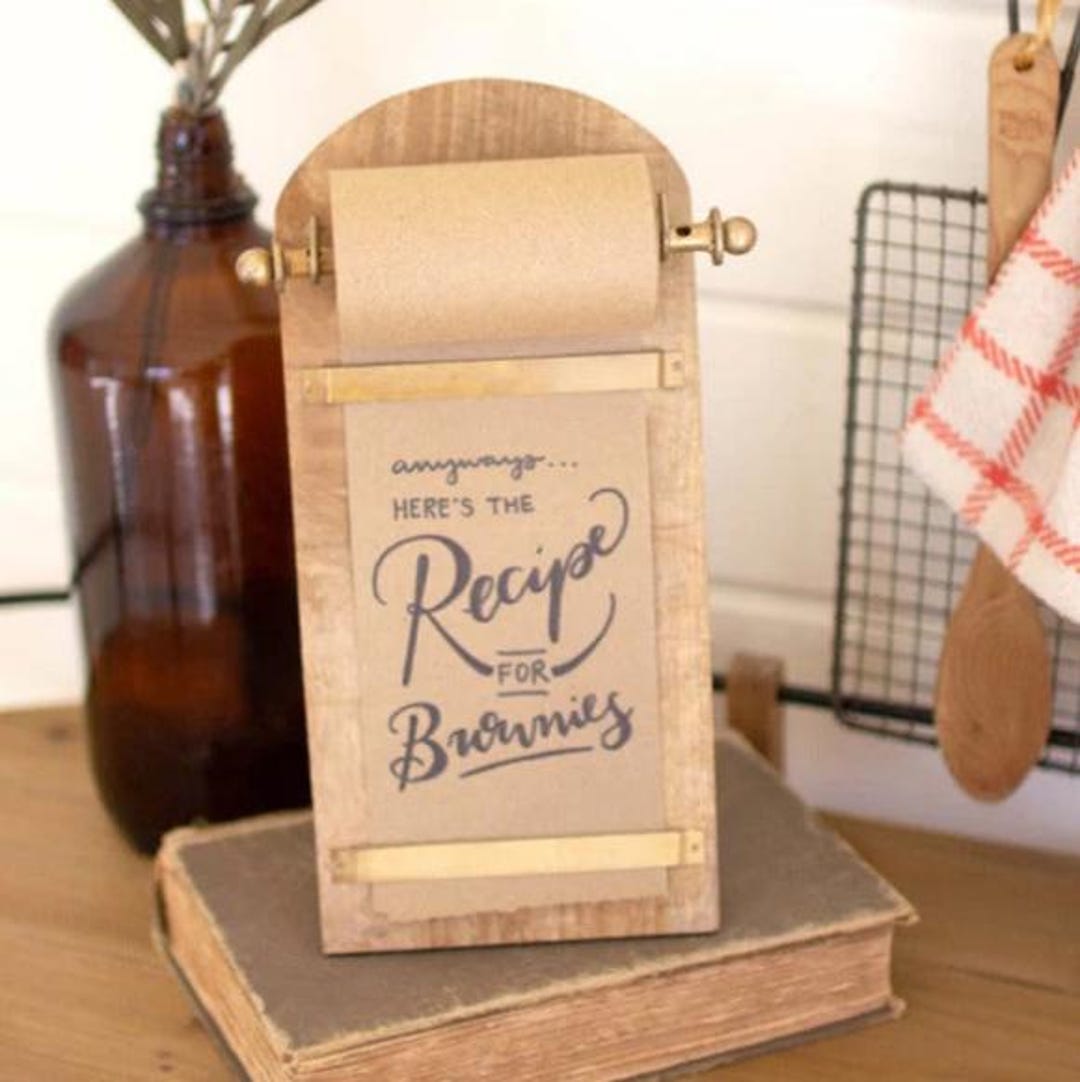 Vintage Wooden Tabletop Note Roll - Etsy