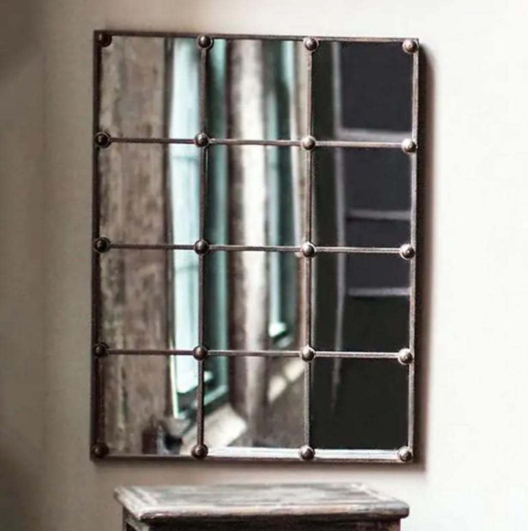 Antique Industrial Windowpane Mirror - Etsy