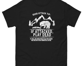 Bear Attack Tip Tshirt Men&#39;s Funny Classic Tee T Shirt