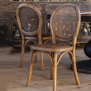 Antique Bistro Style Cane Back Dining Chair