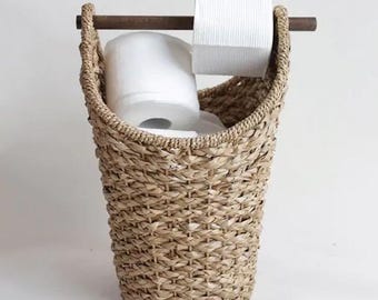 Vintage Braided Toilet Paper Basket