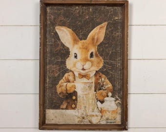 Vintage Framed Tea Party Bunny Print