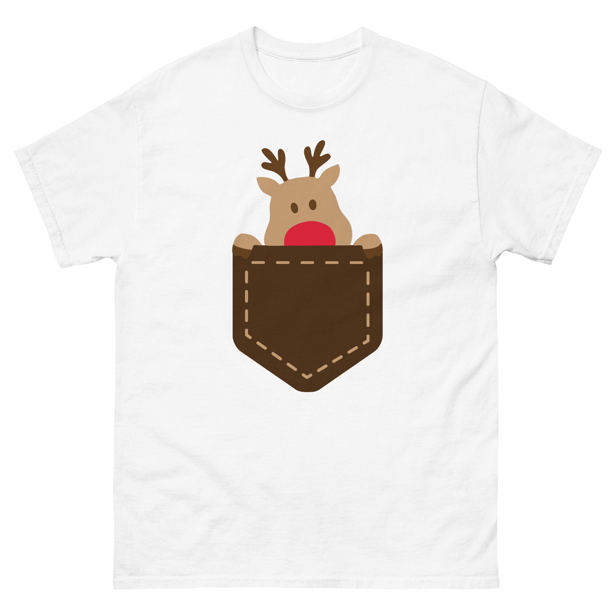 Pocket Reindeer Shirt, Christmas  for Kids, Cute Christmas Shirt, Animal Lover Shirt, Cute Animal in Pocket T-Shirt, Pocket Size T Shirt