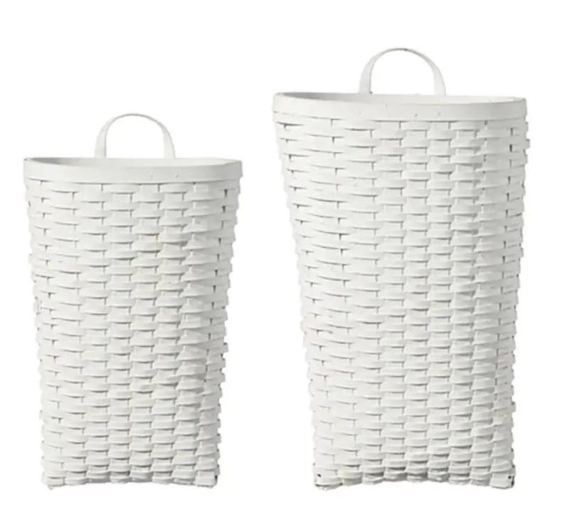 Vintage White Woven Wall Basket Set of 2 - Etsy