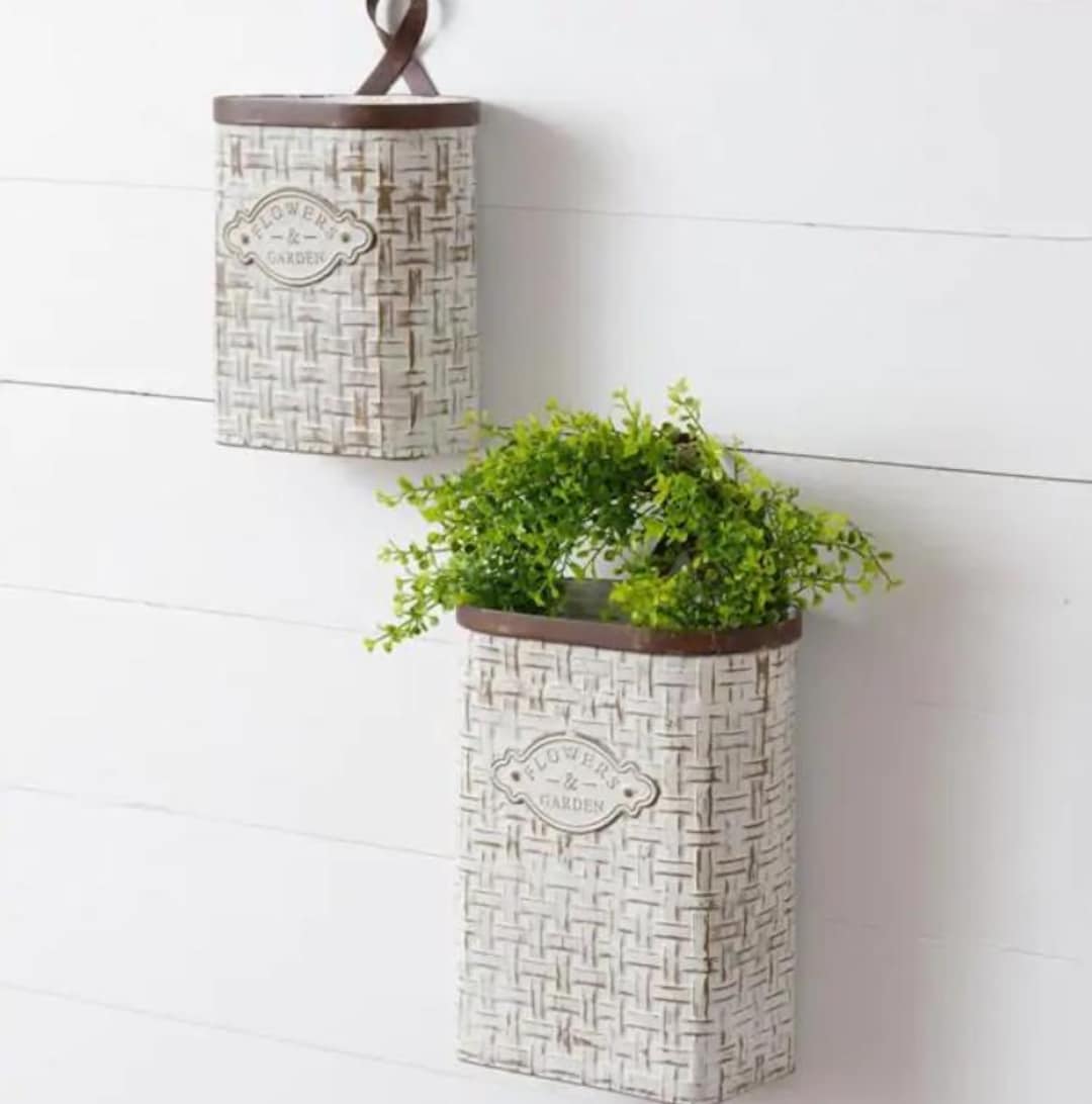 Curated visual reference: Decorative Wall Planter Set And Tools Reference: Antique Flowers And Garden Wall Planters Set Of 2