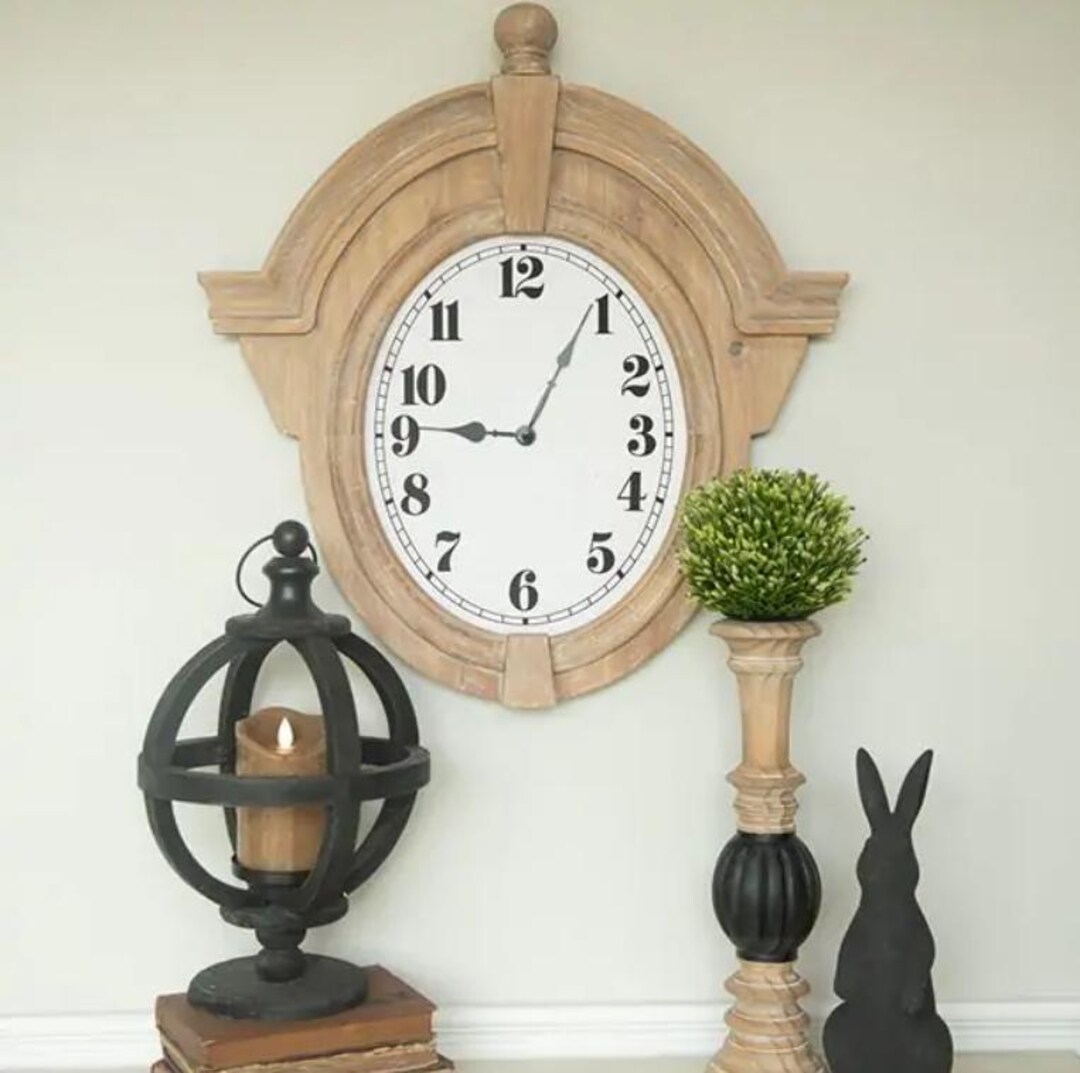 Vintage Classic Farmhouse Oval Wood Wall Clock - Etsy