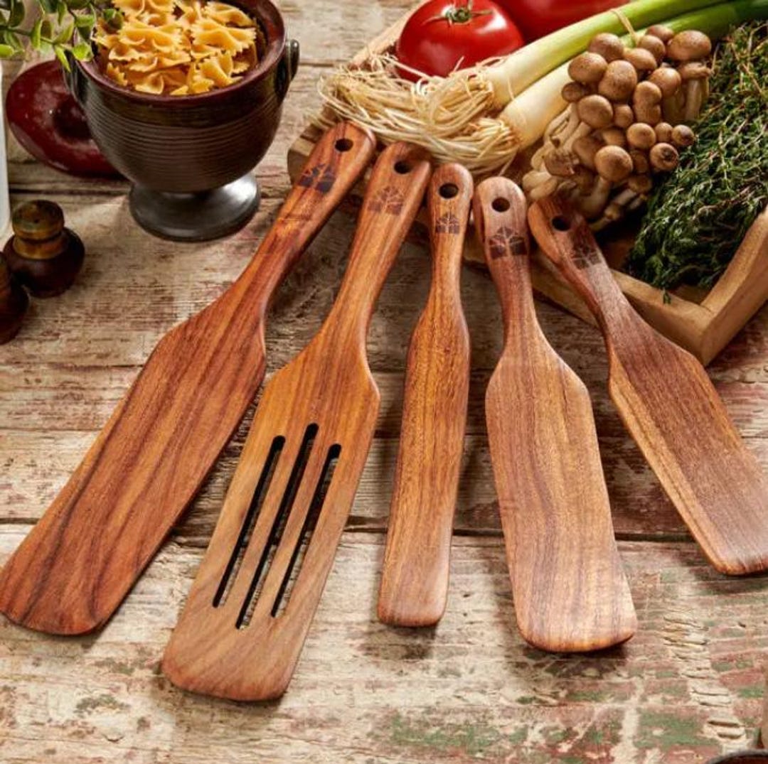 Vintage Rustic Wood Spurtle Spatula Set - Etsy