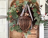 Vintage Hanging Hand Woven Grapevine Acorns