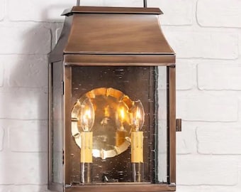 Antique Weathered Brass Lantern Outdoor Wall Light