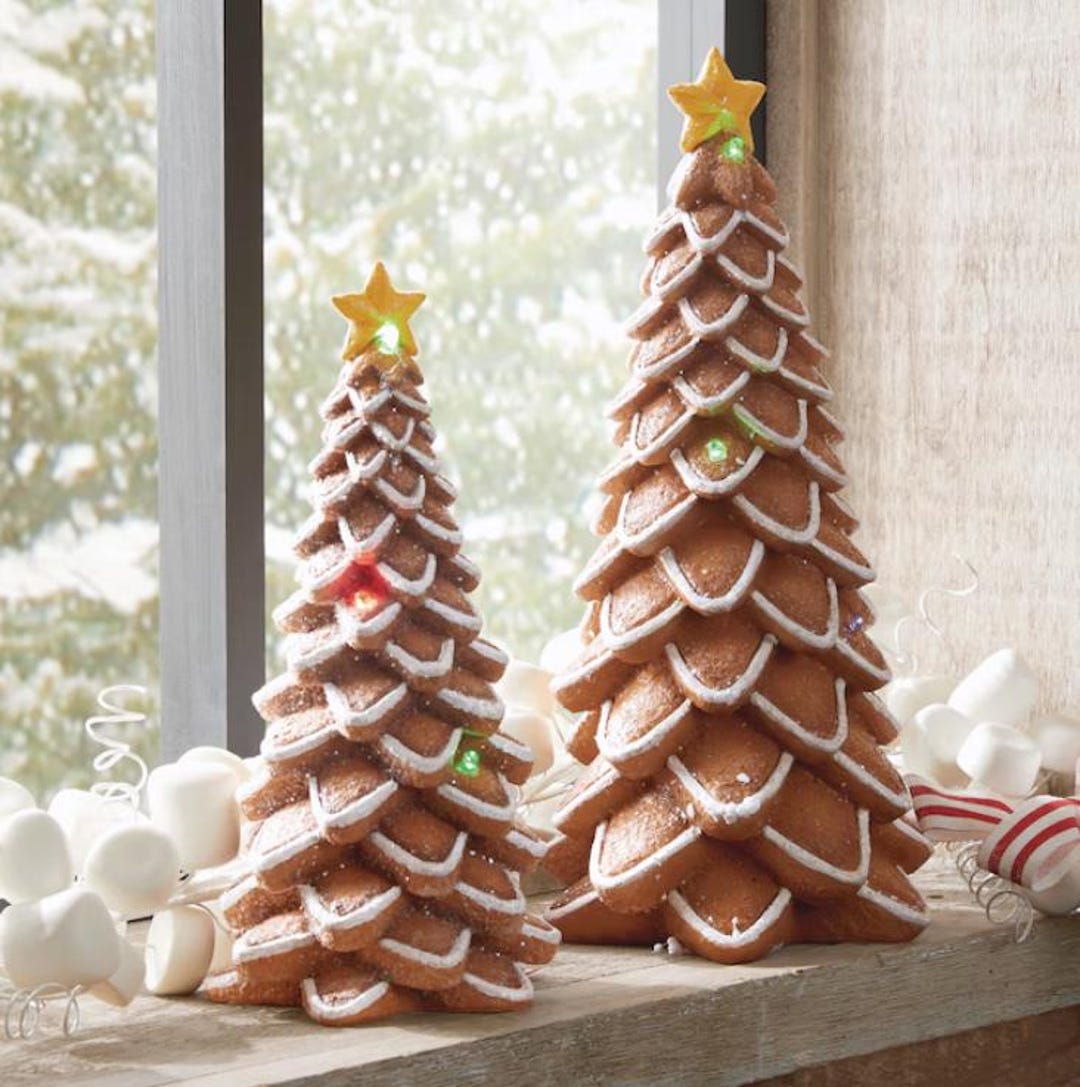 Vintage Set of 2 Lit Gingerbread Trees - Etsy