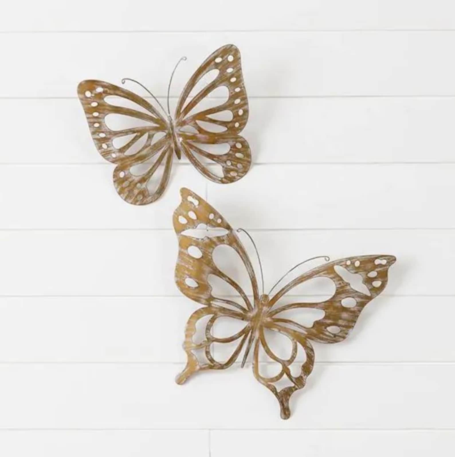 Antique Distressed Metal Butterfly Wall Decor Set of 2 - Etsy