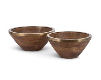 Vintage Mango Wood Serving Bowl Set