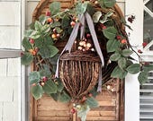 Vintage Hanging Hand Woven Grapevine Acorns