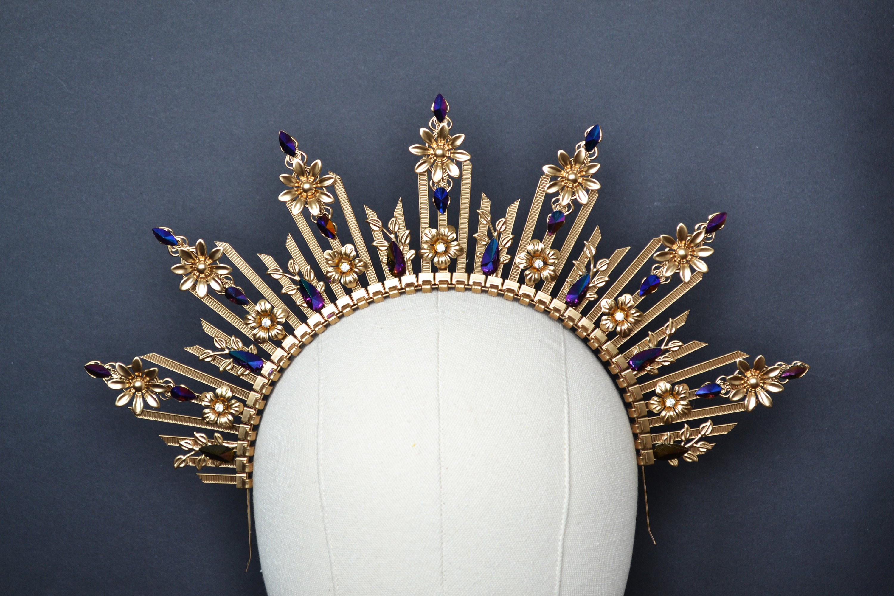 Sun crown Halo crown headpiece sunburst headpiece goddess Etsy