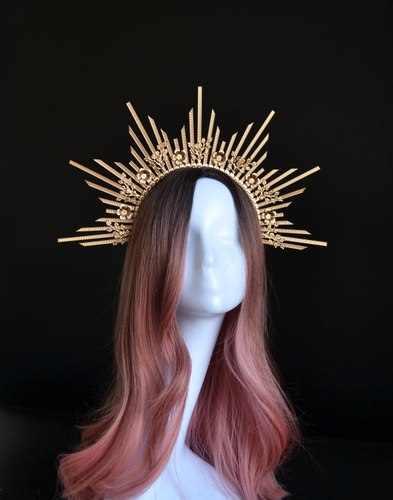 Angel Halo Crown Headpiece Gold Halo Crown Sun Goddess - Etsy